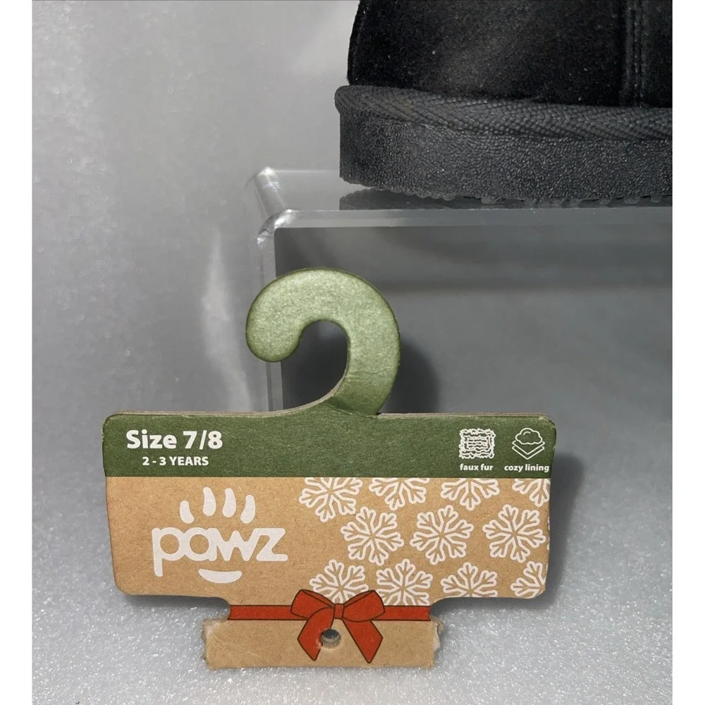 Pawz by Bearpaw Toddler Size 7/8 Fleece Lined Faux Fur Slipper Boots Black NEW‎